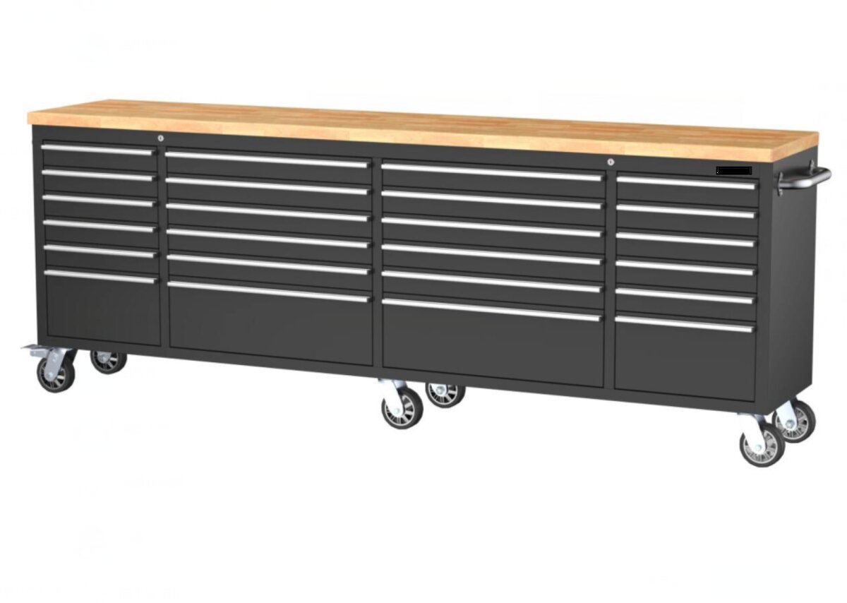 HBM værktøjsvogn , træbordplade, 258 cm, sort HBM værktøjsvogn , træbordplade, 258 cm, sort