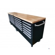 HBM værktøjsvogn , træbordplade, 258 cm, sort HBM værktøjsvogn , træbordplade, 258 cm, sort