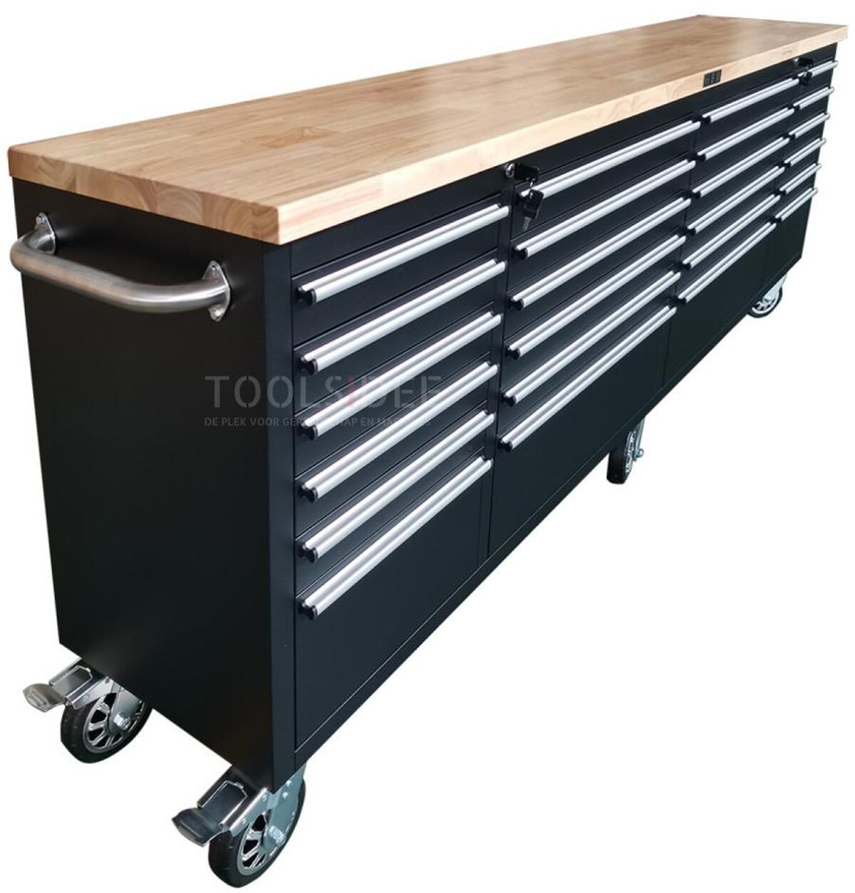 HBM værktøjsvogn , træbordplade, 258 cm, sort HBM værktøjsvogn , træbordplade, 258 cm, sort