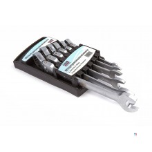 HBM 6-piece ring, ratchet, open-ended spanner set with tilting head