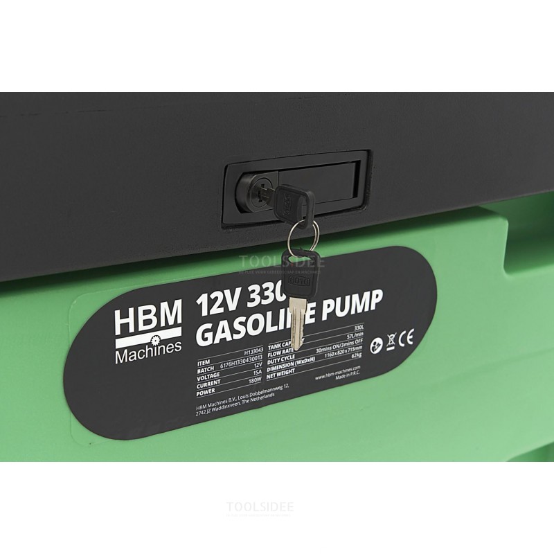 HBM 12 Volt 330 Liter petrol pump with tank and lid HBM 12 Volt 330 Liter petrol pump with tank and lid