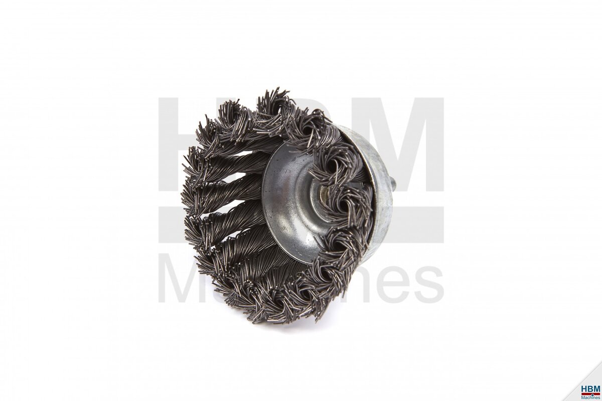 HBM 75 mm. cup brush with corrugated steel wire with 6 mm. recording