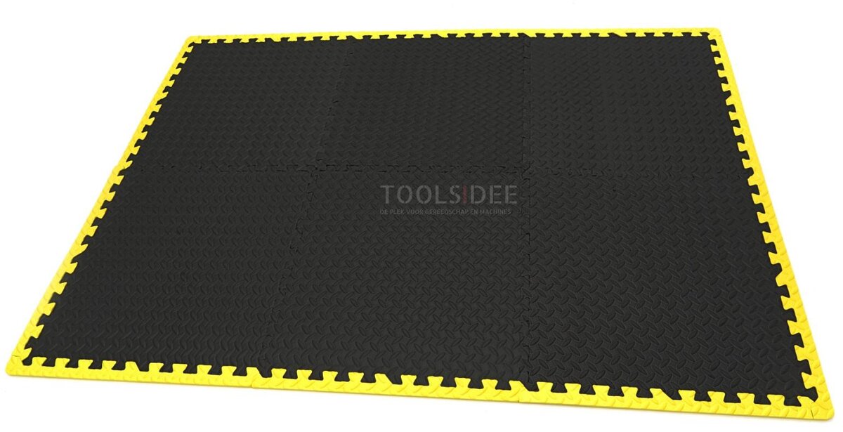 HBM EVA gulvflisesett for gulvbeskyttelse 6-delt, sort, gul 