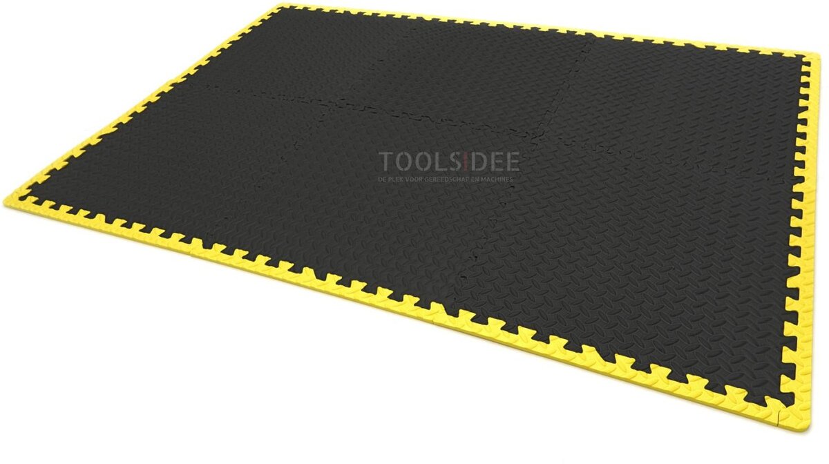 HBM EVA gulvflisesett for gulvbeskyttelse 6-delt, sort, gul 