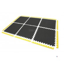 HBM EVA gulvflisesett for gulvbeskyttelse 6-delt, sort, gul 