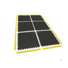 HBM EVA gulvflisesett for gulvbeskyttelse 6-delt, sort, gul 