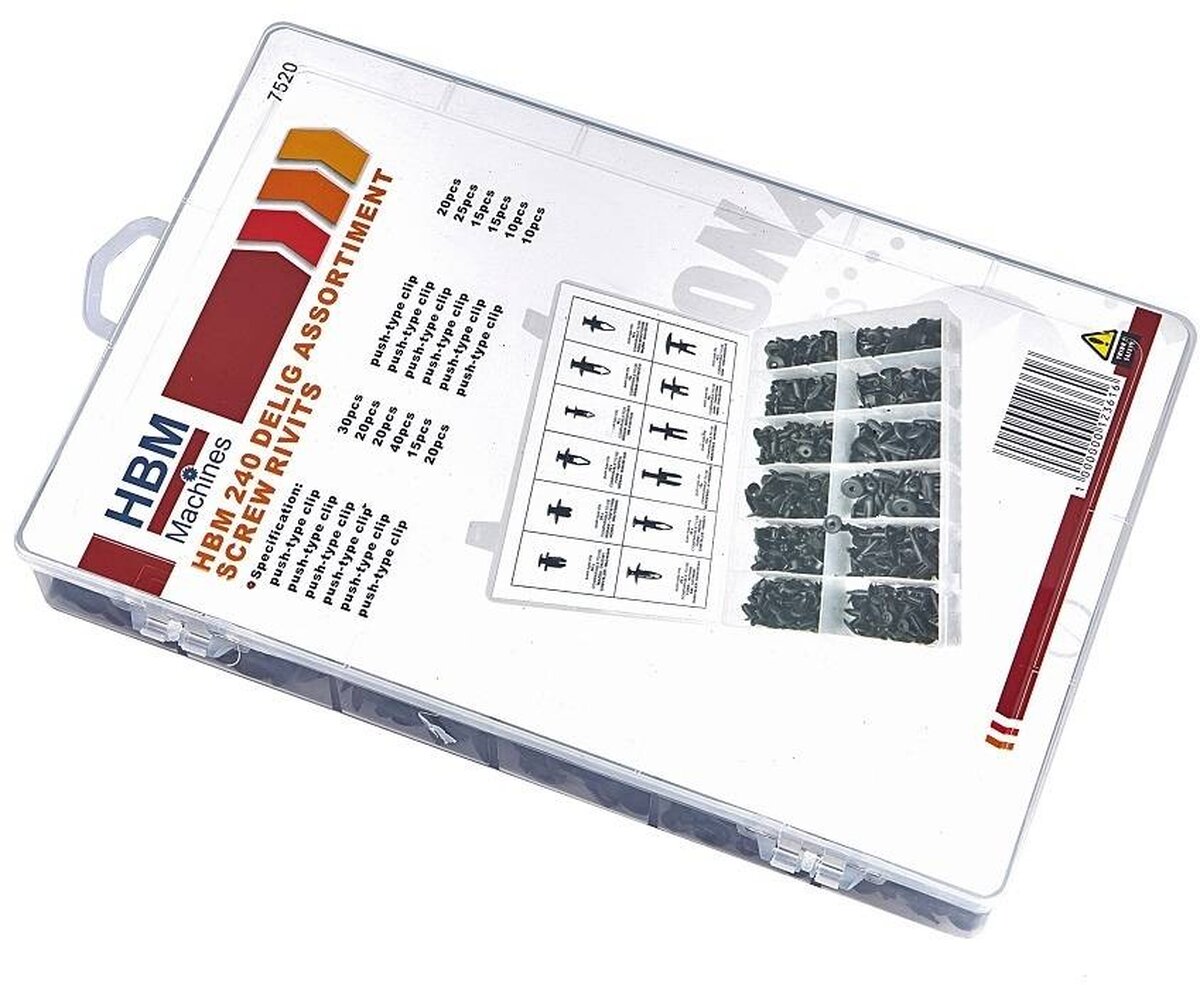 HBM 240-piece assortment of screw rivits