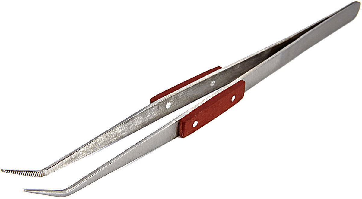 HBM 205 mm. tweezers with curved jaws and heat resistant handles HBM 205 mm. tweezers with curved jaws and heat resistant handles