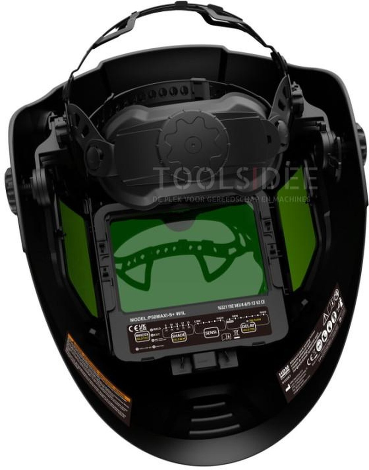 HBM Schweißhelm Advanced Spark schwarz, selbstabdunkelnd, Schleifmodus, 4 ARC-Sensoren, DIN 3-13, Seitenfenster, 580 g.