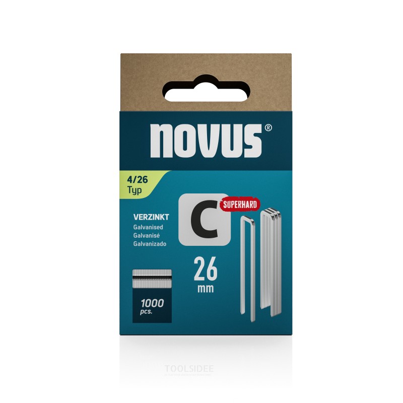 Novus Staple kapealla rygg C 4/26mm Superhardilla (1000 stykker)