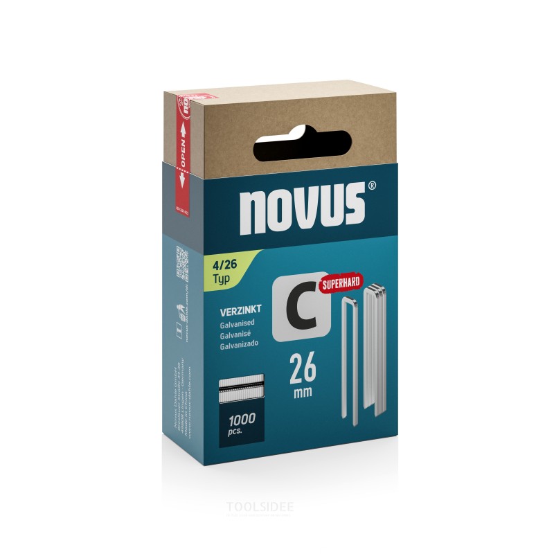 Novus Staple kapealla rygg C 4/26mm Superhardilla (1000 stykker)