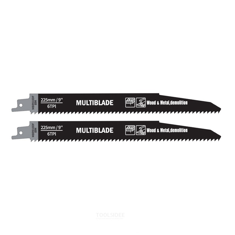 Moniteräinen frem- og tilbakegående sagblad BIM MBR910DF Tre og Metal 255 mm (2 kpl)