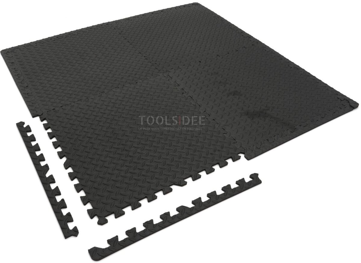 HBM EVA gulvflisesæt til gulvbeskyttelse 4-delt, sort 