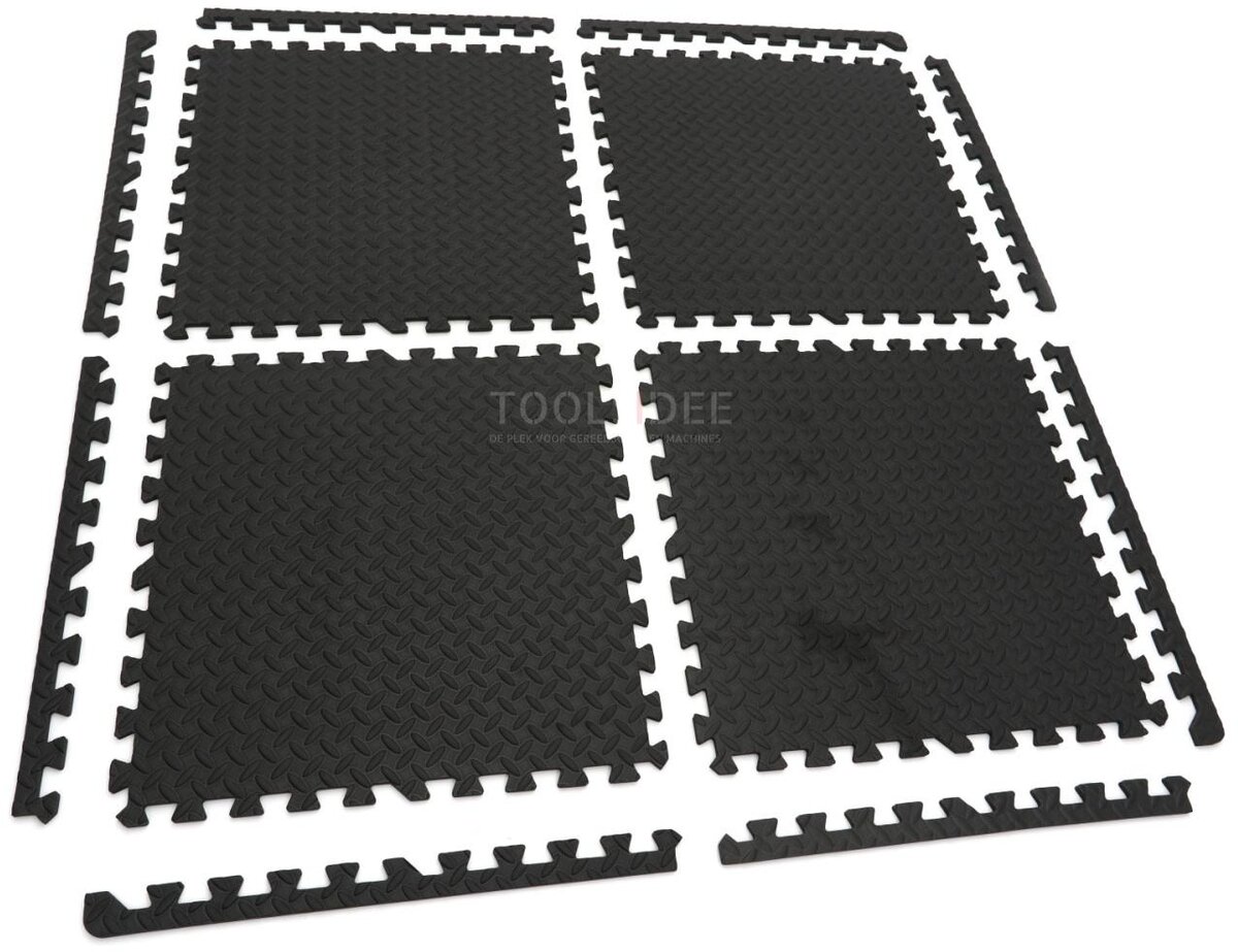 HBM EVA gulvflisesæt til gulvbeskyttelse 4-delt, sort 