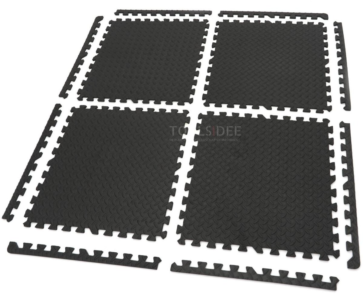 HBM EVA gulvflisesæt til gulvbeskyttelse 4-delt, sort 