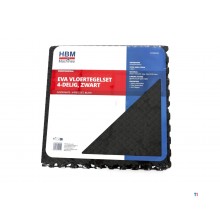 HBM EVA gulvflisesæt til gulvbeskyttelse 4-delt, sort 