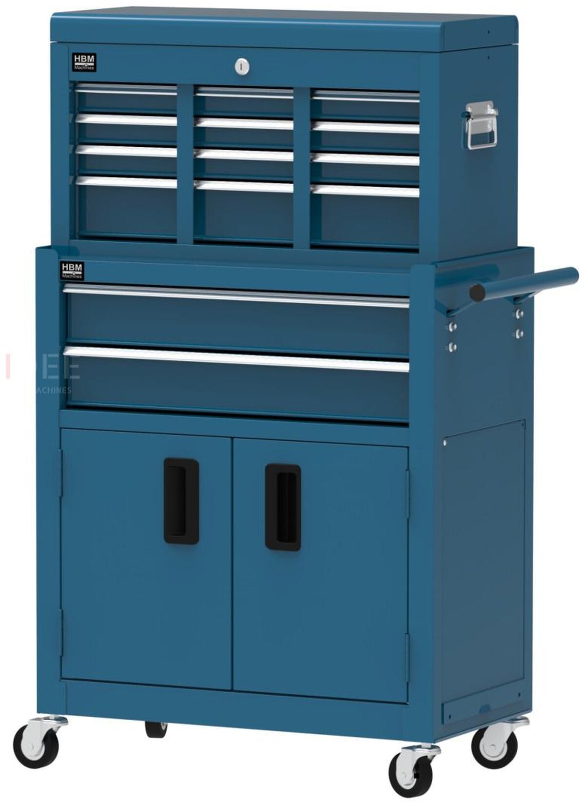 HBM verktøyvogn inkludert overskap, blå, modell 2 