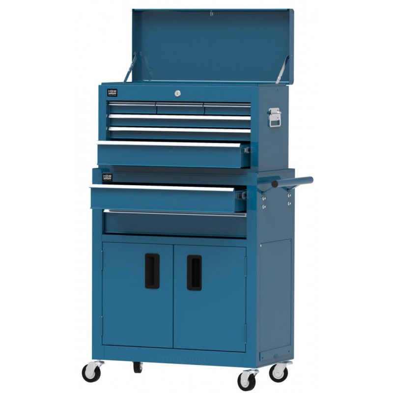 Carrello portautensili HBM incluso armadietto superiore, blu, modello 2 