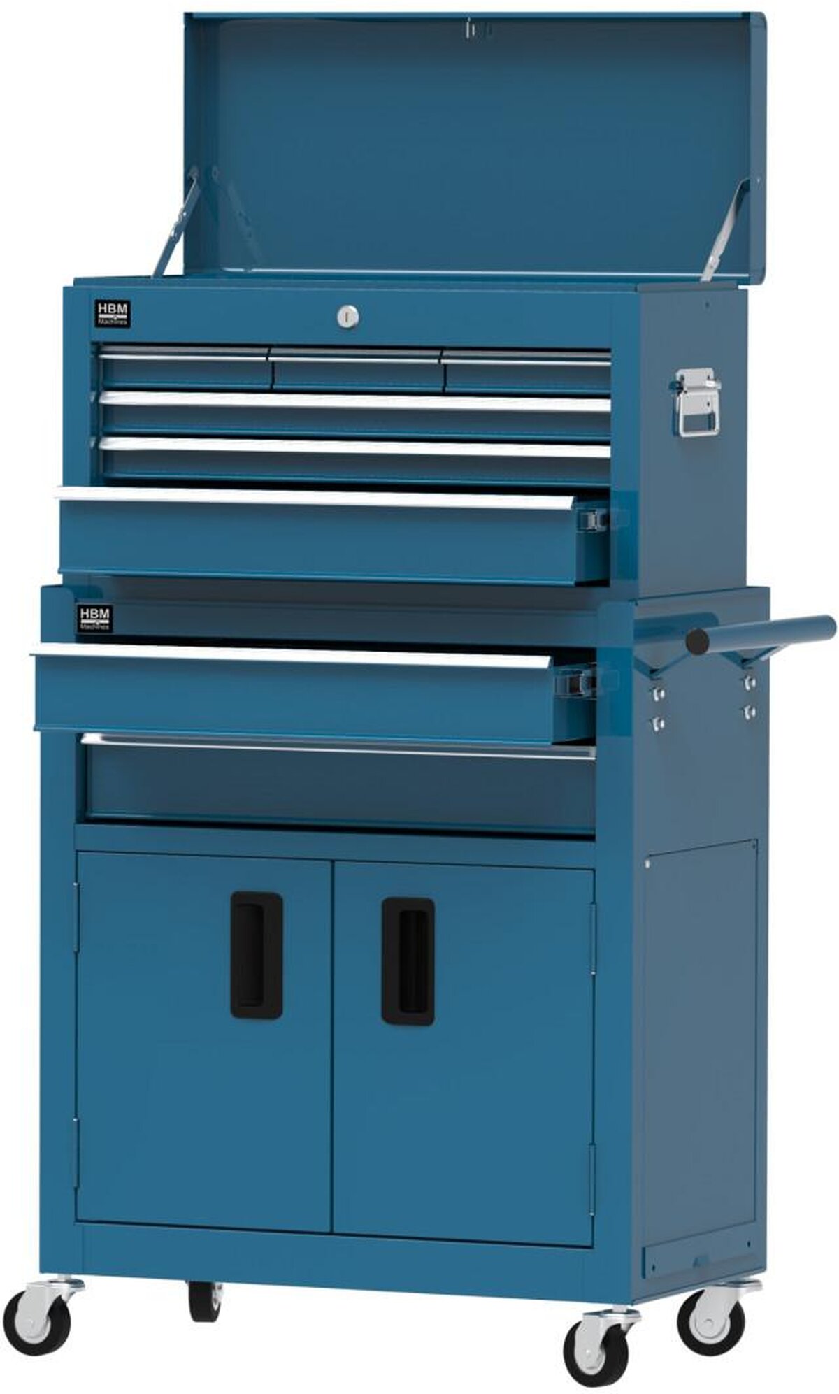HBM verktøyvogn inkludert overskap, blå, modell 2 