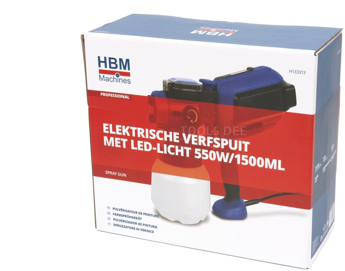 HBM elektrisches Farbsprühgerät 550 Watt, 1500 ml, mit LED-Licht HBM elektrisches Farbsprühgerät 550 Watt, 1500 ml, mit LED-Licht