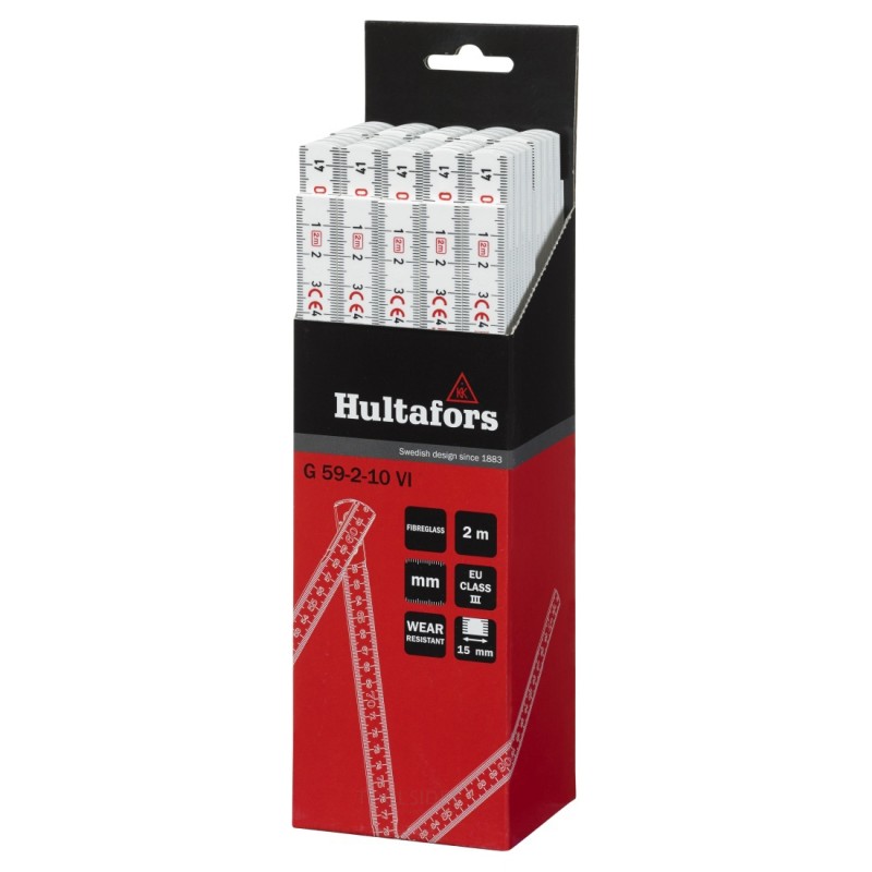 Hultafors Foldelineal G 59 2m - 10-delt - hvid