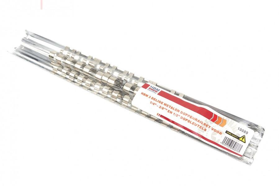 HBM 3-teiliger Metall-Steckschlüsselsatz für ¼ - 3/8 und 1/2 Steckschlüssel