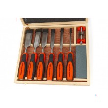 HBM 8-delt professionelt mejselsæt med skæresten og slibetilbehør