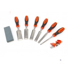 HBM 8-delt professionelt mejselsæt med skæresten og slibetilbehør