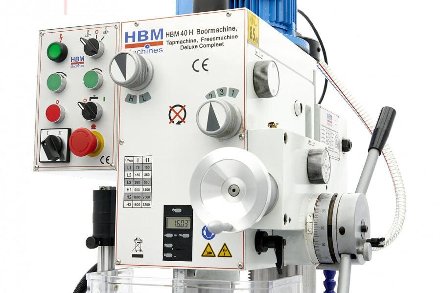 HBM 40 H Bohrmaschine, Gewindeschneidmaschine, Fräsmaschine Deluxe Komplett
