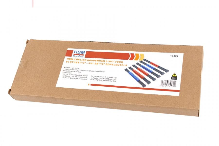 HBM 6-teiliger Steckschlüsselsatz für 86-teilige ¼-3/8- und 1/2-Steckschlüssel