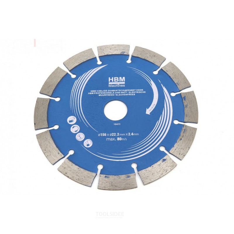 HBM 5-delt timanttiteräsarja HBM Professional 2400 watin sähköveggjagerille / sporkutterille