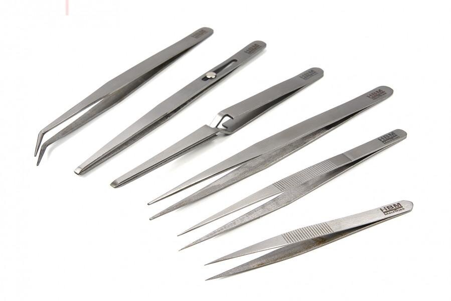 HBM 6-teiliges Pinzettenset aus Edelstahl