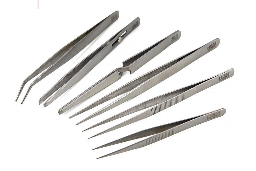 HBM 6-teiliges Pinzettenset aus Edelstahl