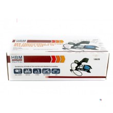 HBM professionel fodpumpe med dobbelt cylinder og manometer 9 bar.