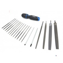 HBM 19-teiliges professionelles Feilenset mit rutschfestem Softgrip-Griff im stabilen Aufbewahrungskoffer