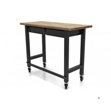 HBM Professionele 122 Cm. Verrijdbare Werkbank Met 2 Laden en Massief Houten Werkblad