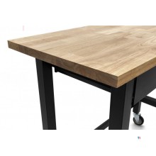 HBM Professionele 122 Cm. Verrijdbare Werkbank Met 2 Laden en Massief Houten Werkblad