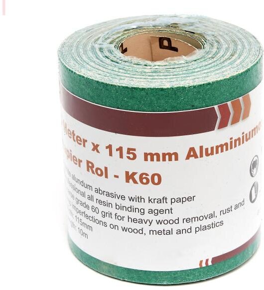HBM 10 Meter x 115 mm Aluminiumoxid-Schleifpapierrolle - K120