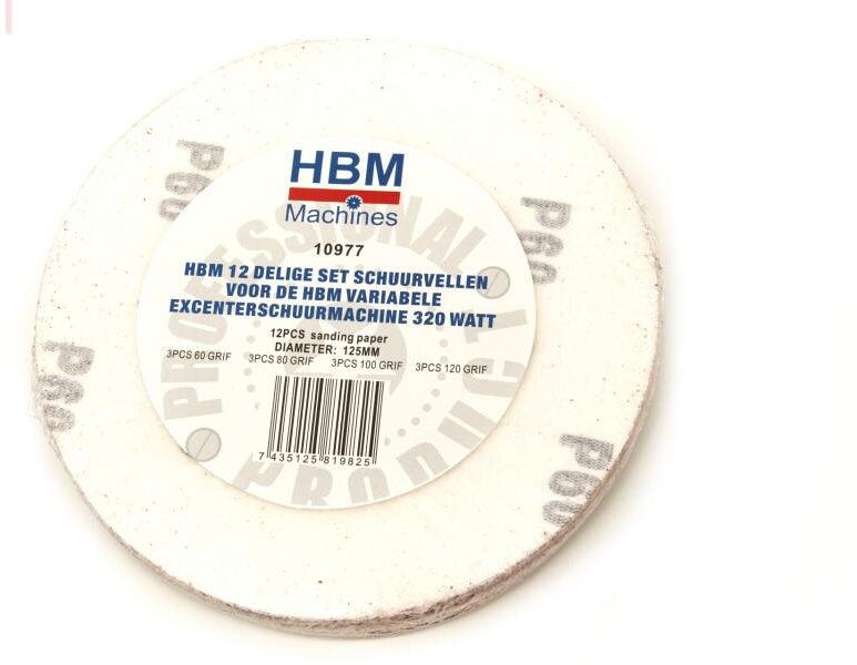 HBM 12-delad uppsättning slipskivor för HBM Variable Excentric Sander 320 Watt