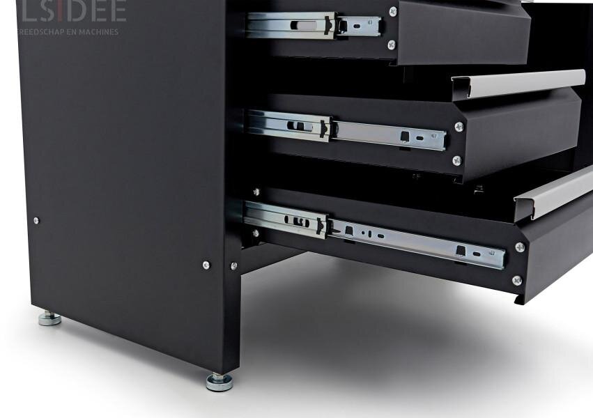 HBM 120 Cm Arbeidsbenk med 5 skuffer, 1 dør og heltre benkeplate