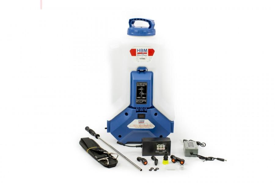 HBM 20 liters trykkstyrt ryggsekksprøyte / trykksprøyte på batteri 12-V / 8Ah inkludert 2 batterier