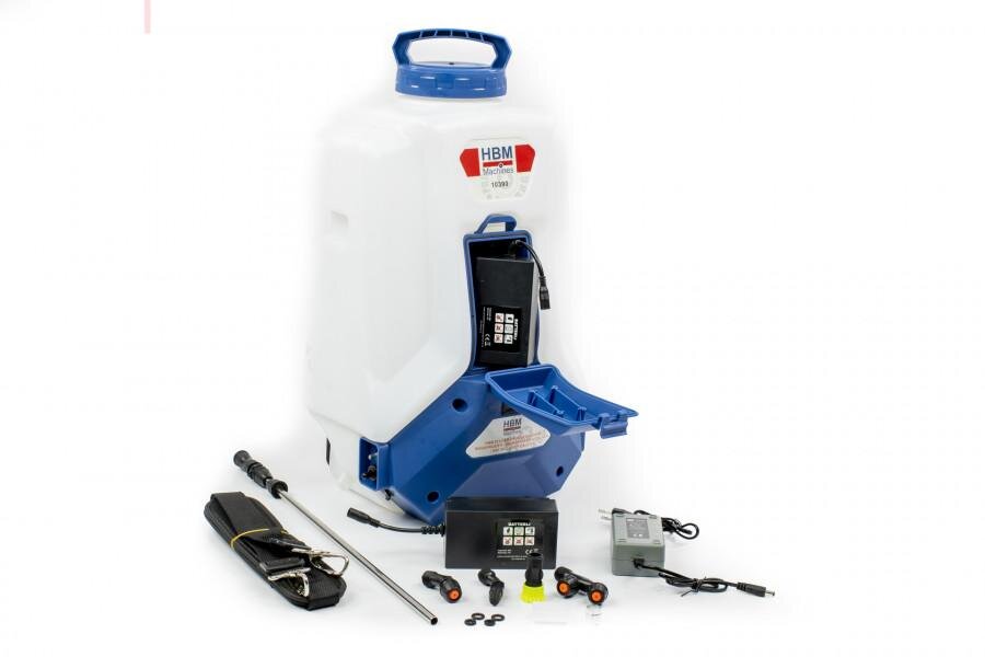 HBM 20 liters trykkstyrt ryggsekksprøyte / trykksprøyte på batteri 12-V / 8Ah inkludert 2 batterier