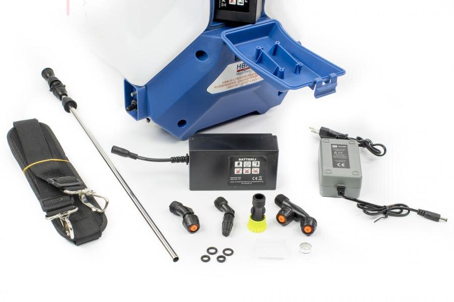 HBM 20 liters trykkstyrt ryggsekksprøyte / trykksprøyte på batteri 12-V / 8Ah inkludert 2 batterier