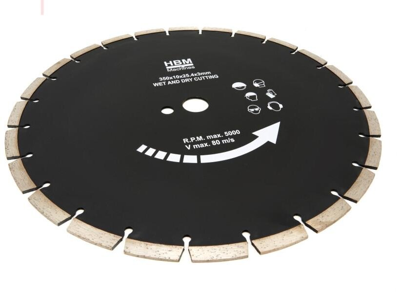HBM 350 mm diamantsavklinge til HBM 350 mm professionel stensavmaskine - 2300W