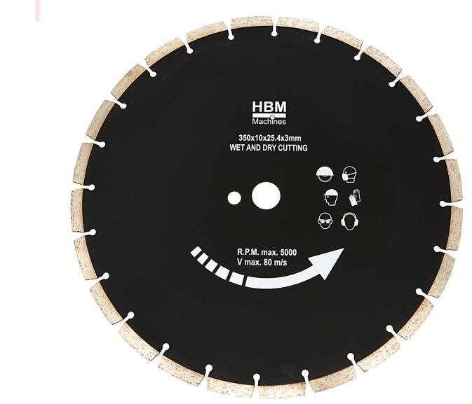 HBM 350 mm diamantsavklinge til HBM 350 mm professionel stensavmaskine - 2300W