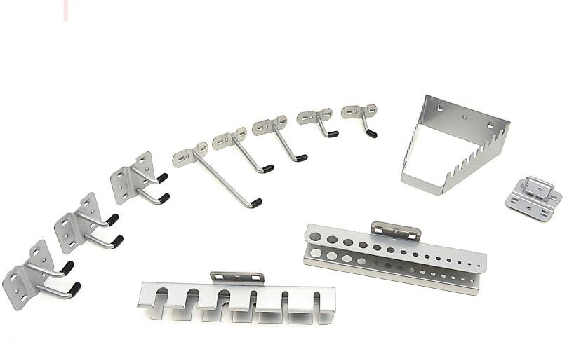 HBM 12-teilige Aufhängehaken und Lagerregale HBM Werkzeugwände und modulare Werkstattsysteme