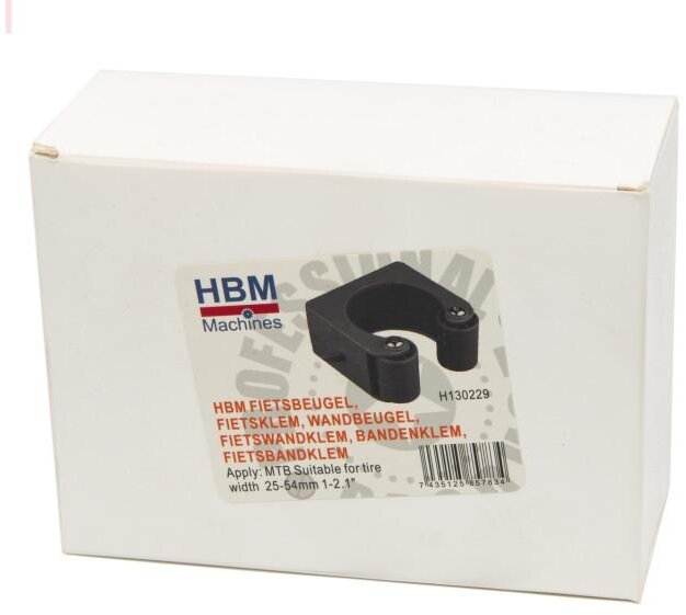 HBM Cykelbeslag, Cykelklemme, Vægbeslag, Cykelvægklemme, Dækklemme, Cykeldækklemme