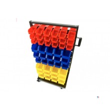 HBM mobilt oppbevaringsstativ med 90 oppbevaringskasser