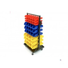 HBM mobilt oppbevaringsstativ med 90 oppbevaringskasser