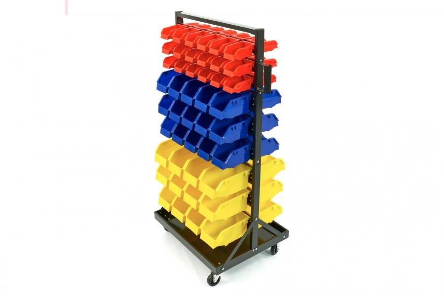 HBM mobilt oppbevaringsstativ med 90 oppbevaringskasser